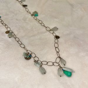 Long turquoise and stone necklace